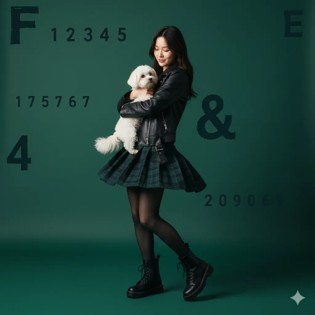 K-pop style girl in forest green dancing