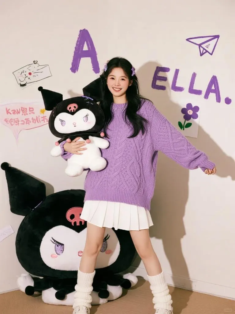 K-pop style girl Ella in purple standing