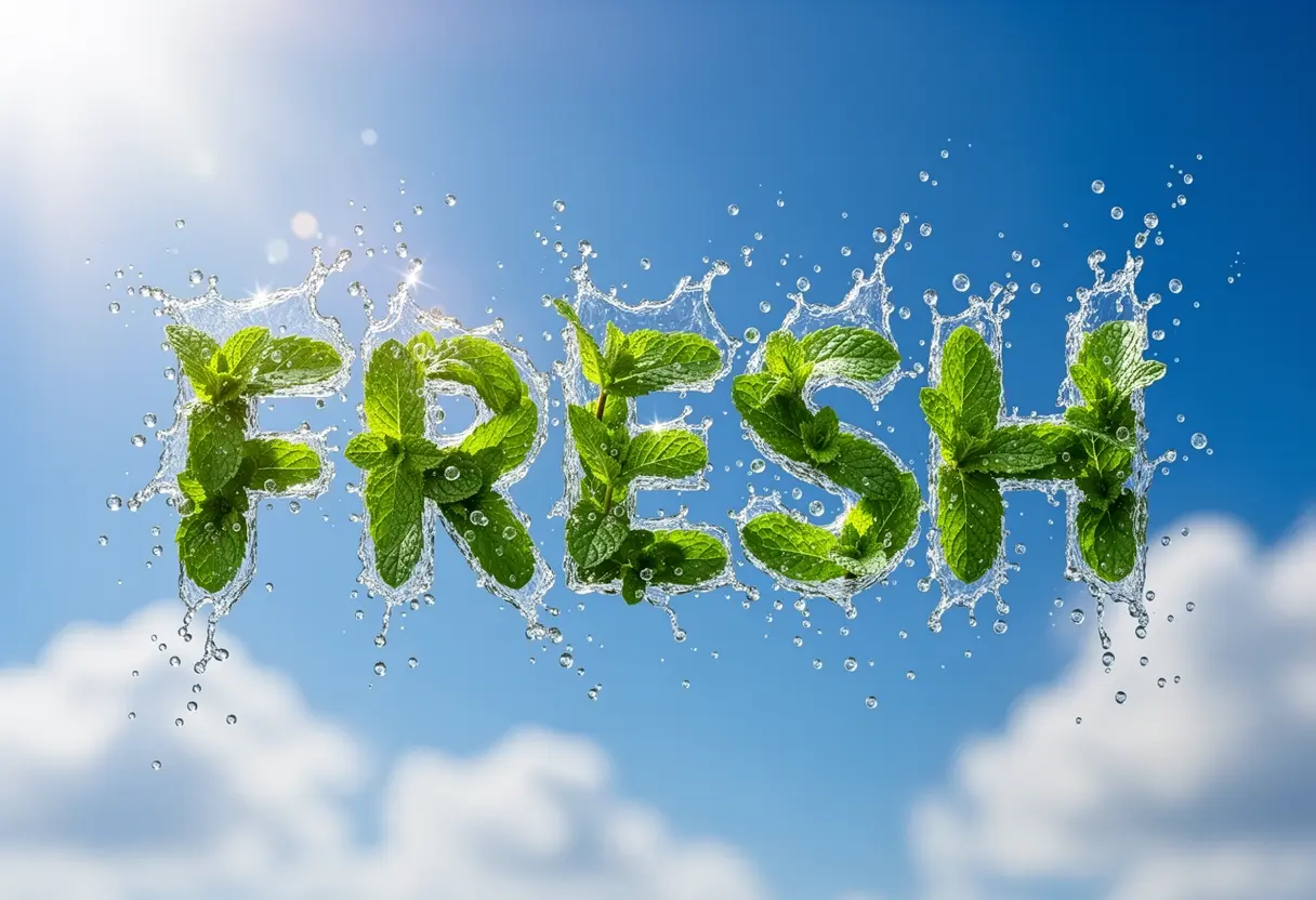 The word FRESH made of splashing water