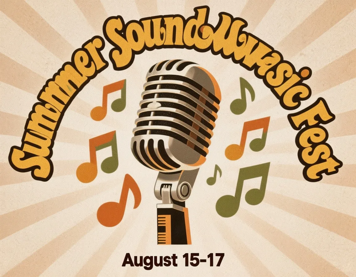 A retro-themed music festival poster with perfectly rendered, stylized text generated by Hunyuan Image 3.0.