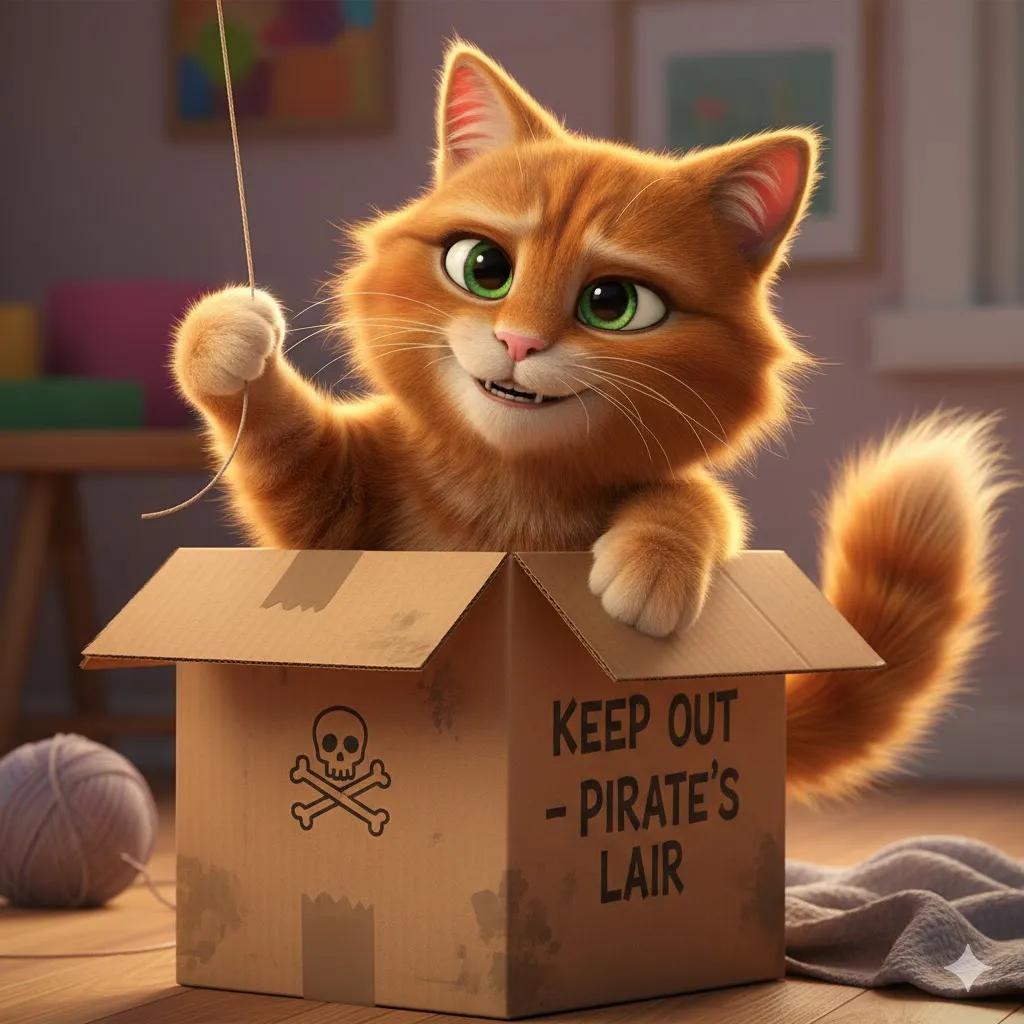 A cute orange cat rendered in the 3D animation style of Pixar.