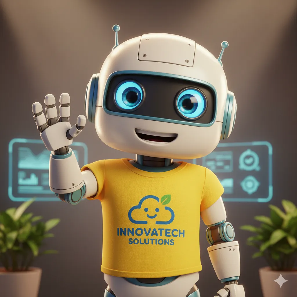 A friendly robot brand mascot generated by AI in the Pixar style.