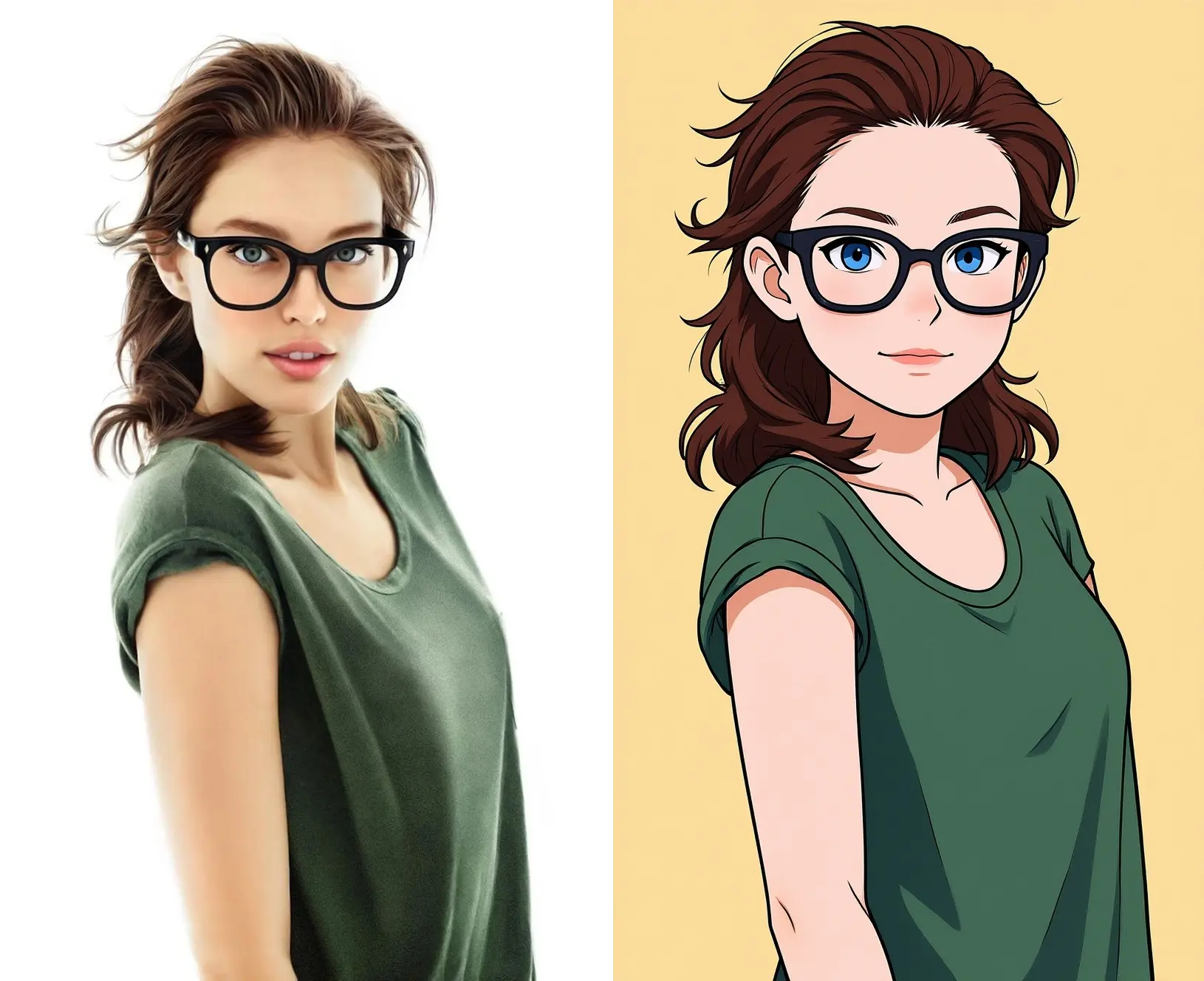 girl with glasses changed to ghibli style