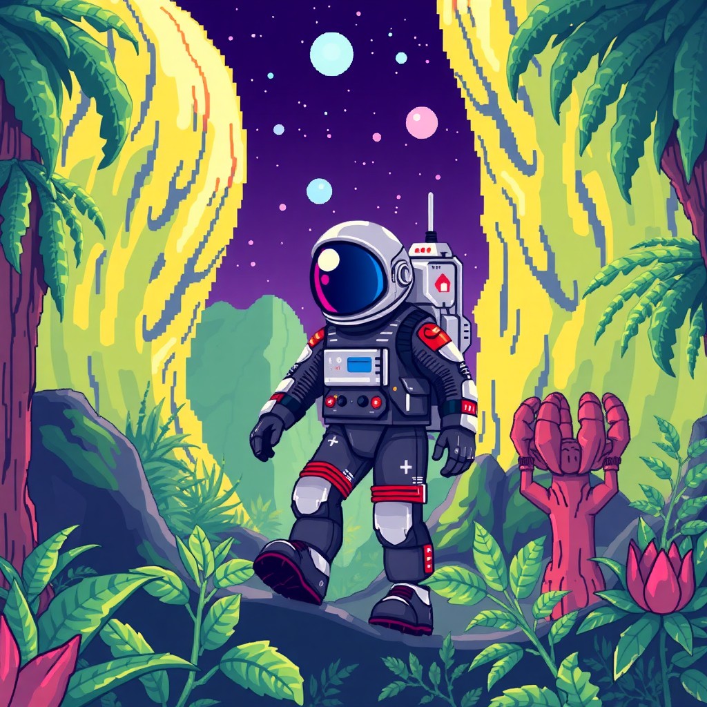 Pixel art astronaut 2