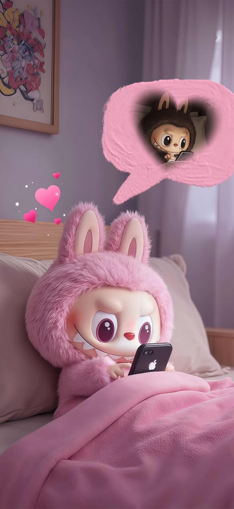 Love Text Labubu Wallpaper