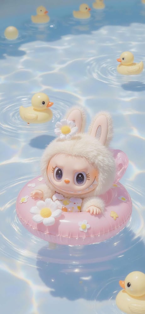 Splash Play Labubu Wallpaper