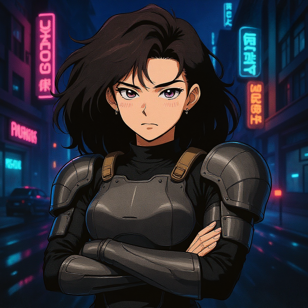 Character on a cyberpunk street