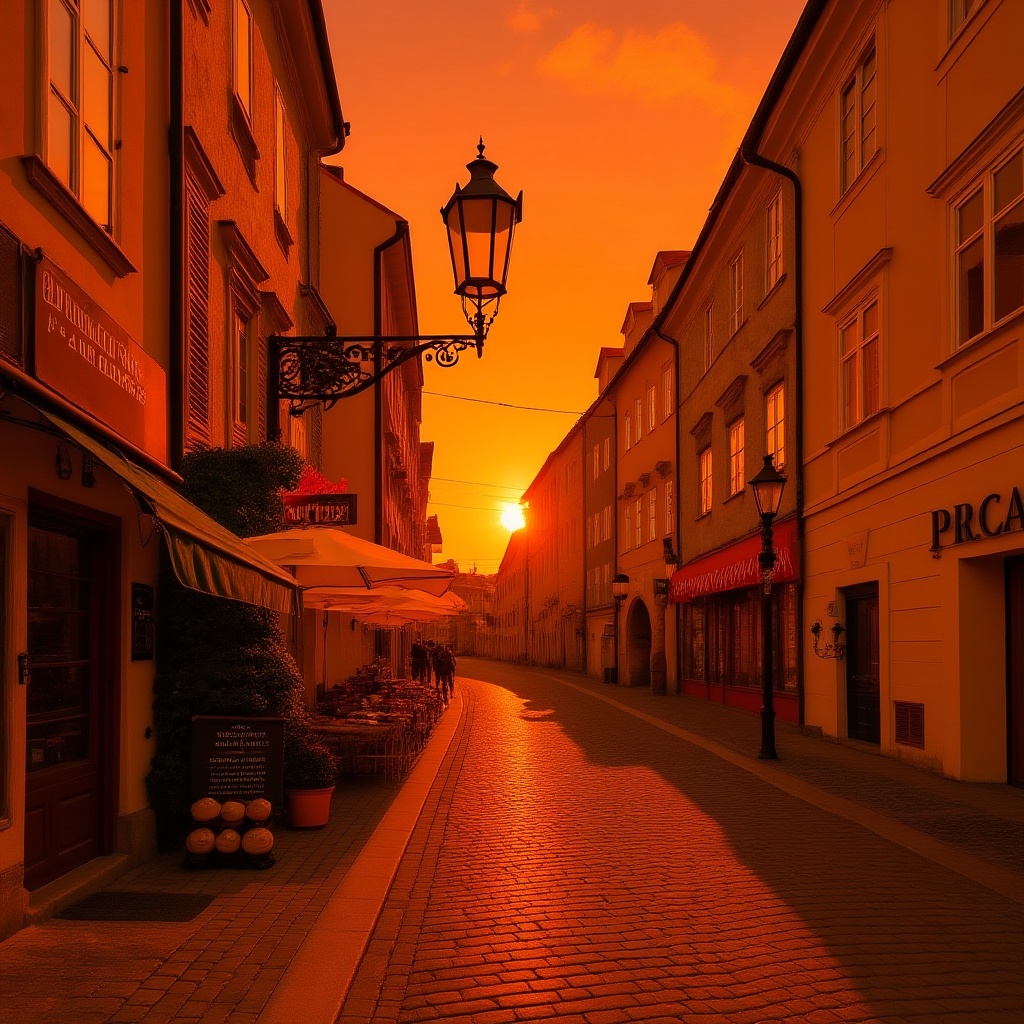 The same street at night