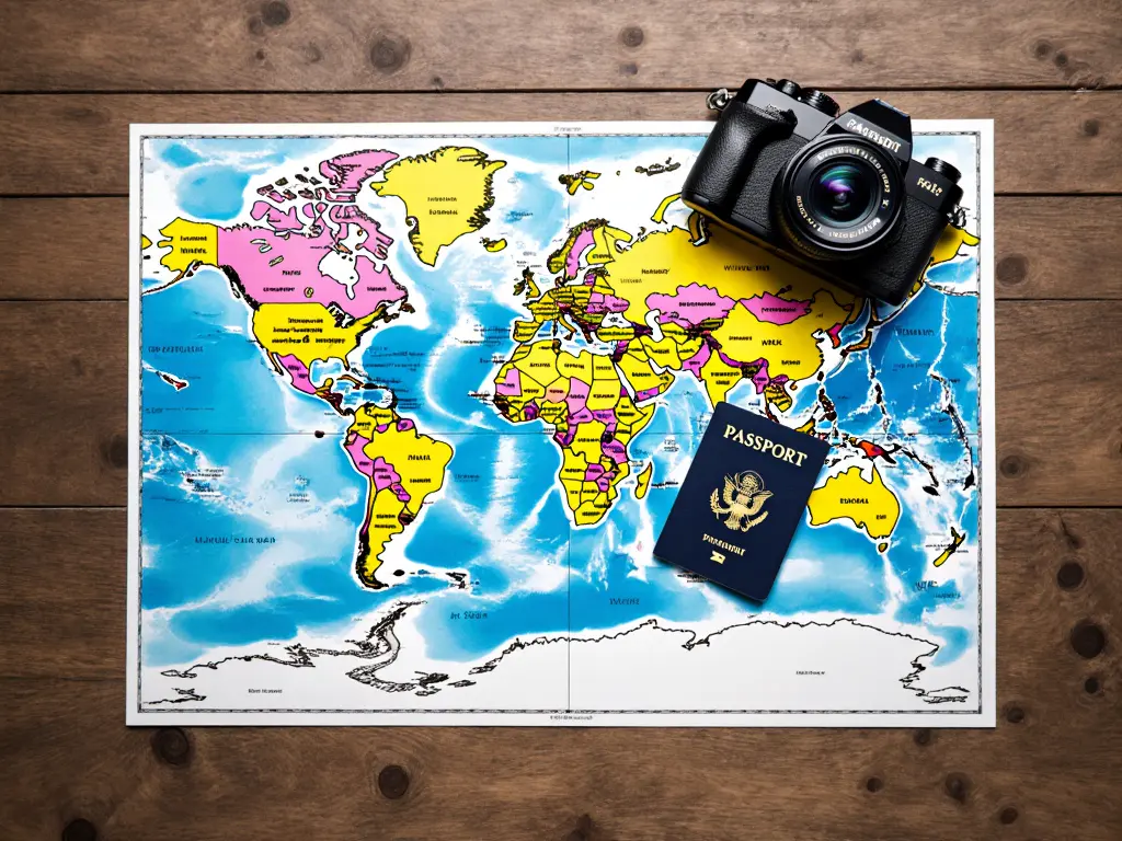 Travel flat lay for a social media post